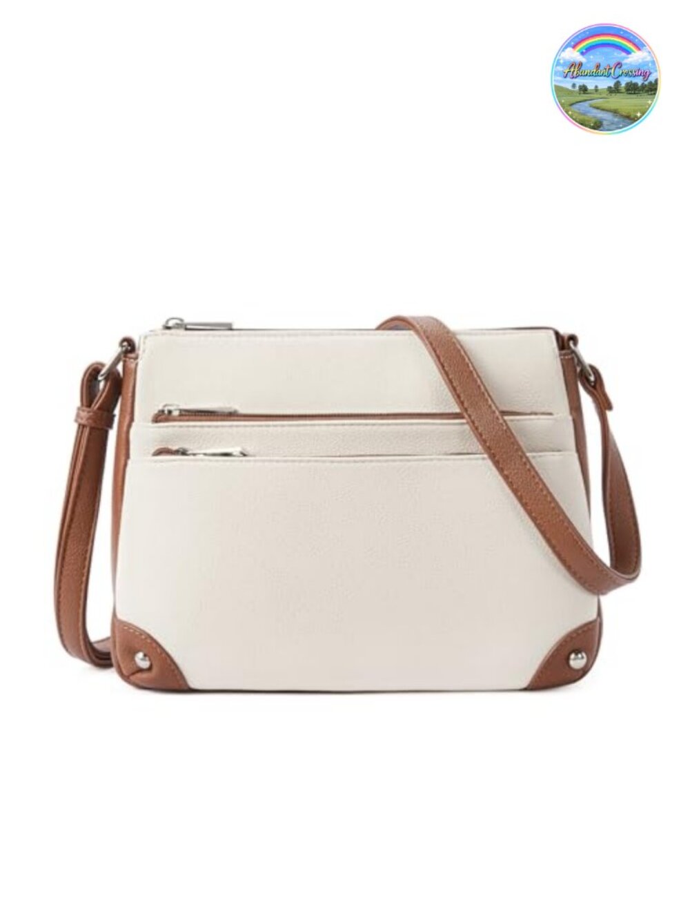Vegan Leather Crossbody Bag Medium Multi Zip Pocket Satchel Purse